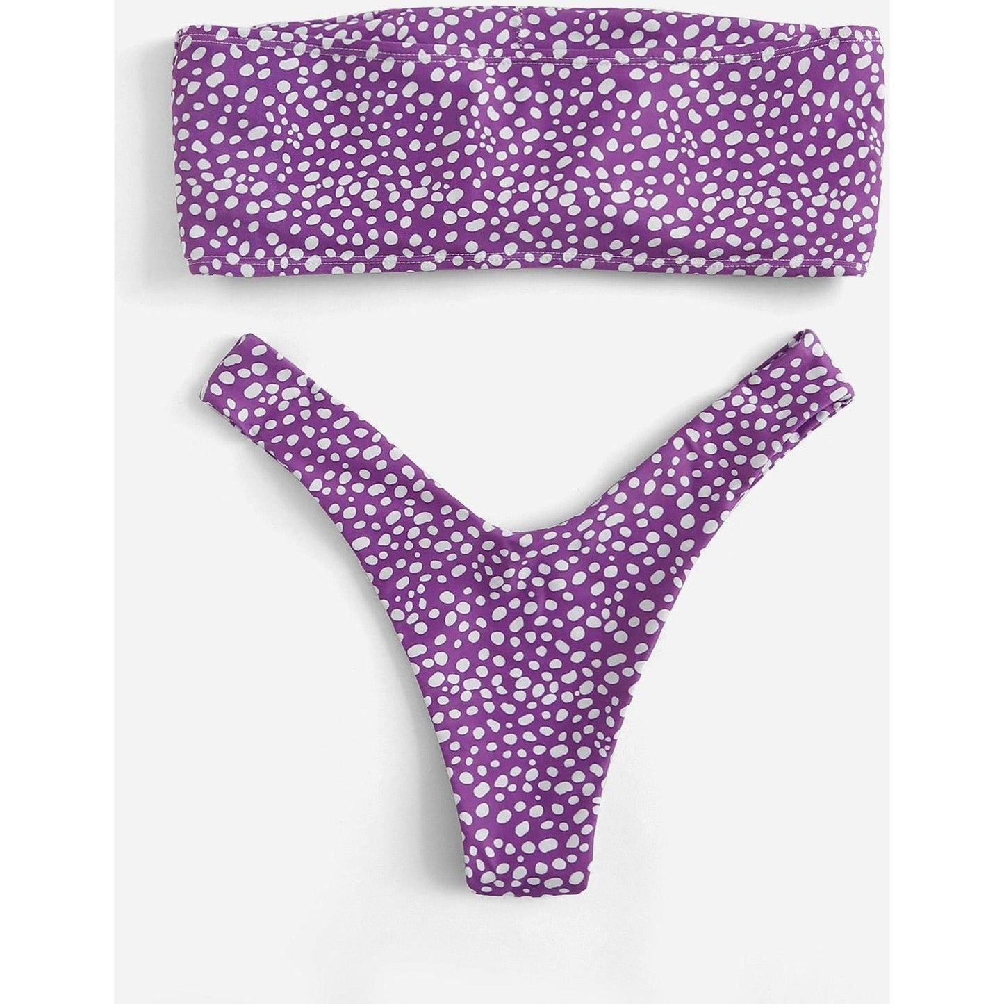 Dot Print Purple Bikini Set