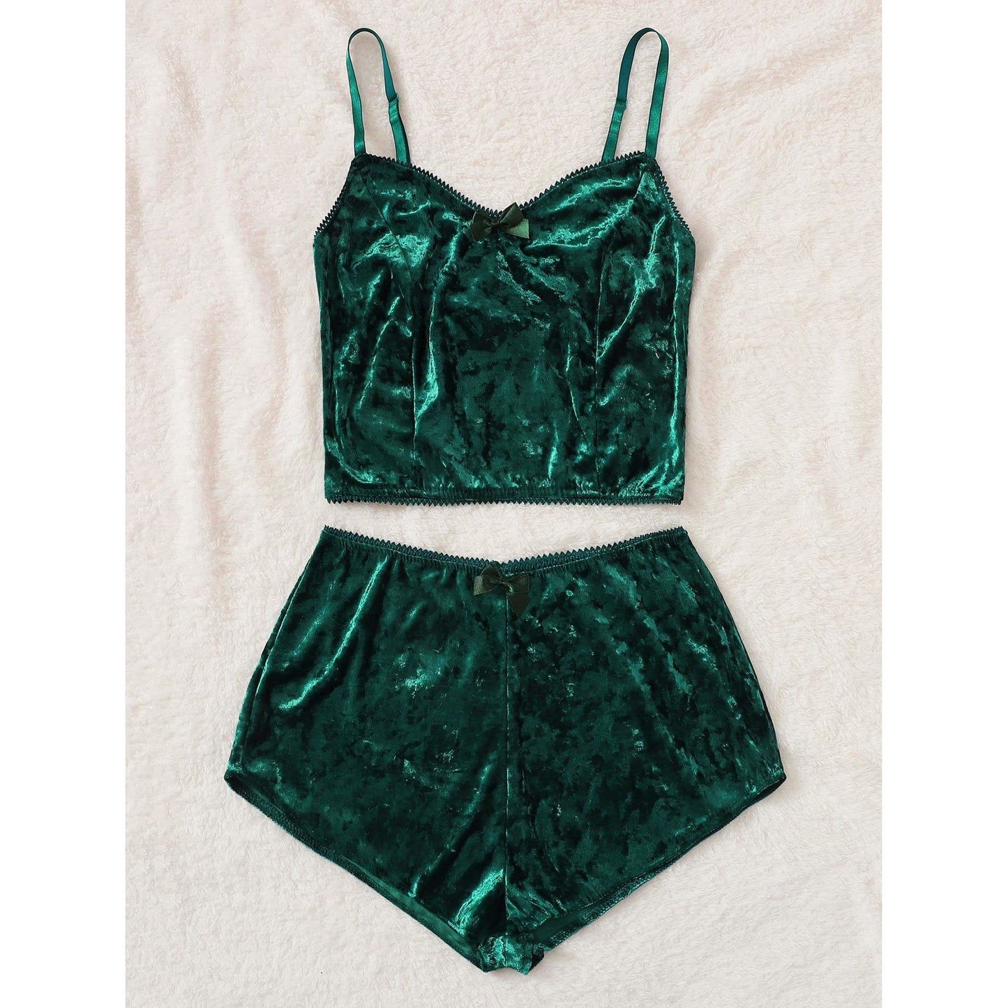 Marilyn Bow Velvet Cami Pajama Set