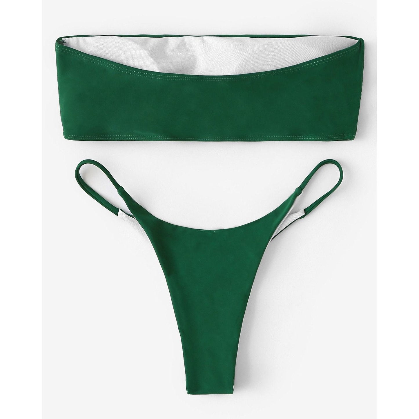 Green Bandeau With Tanga High Cut Bikini Set