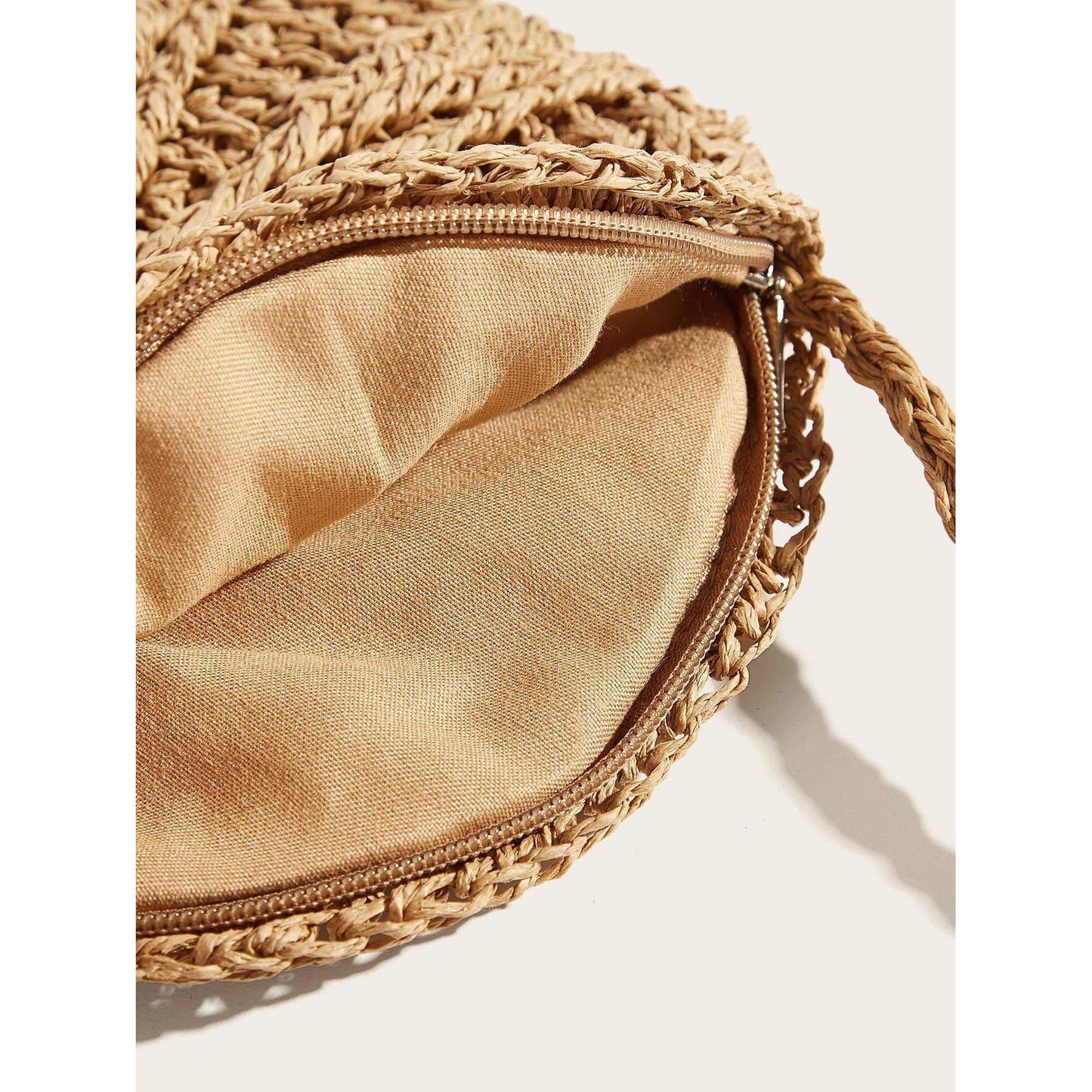 Tassel Detail Round Straw Crossbody Bag
