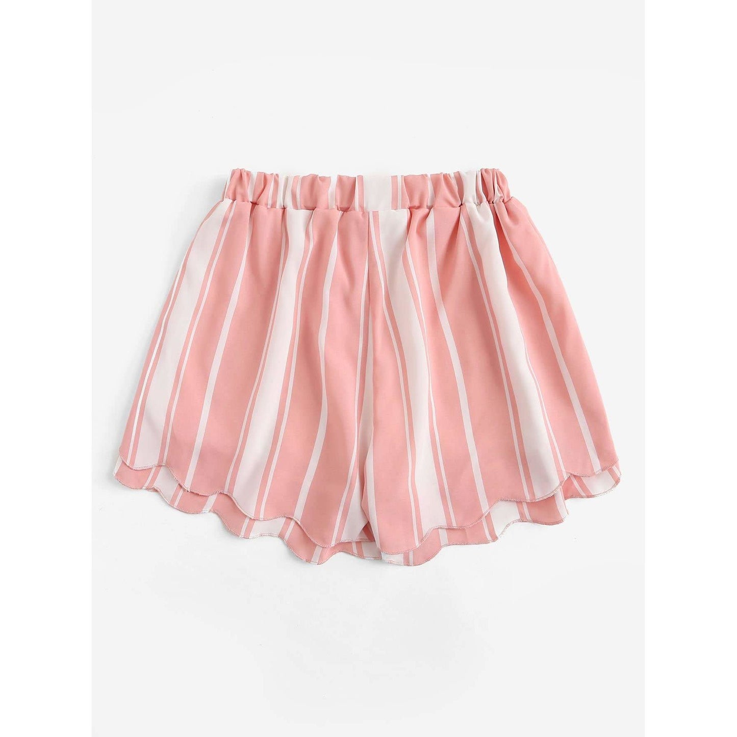 Jamie Scallop Hem Knot Striped Shorts