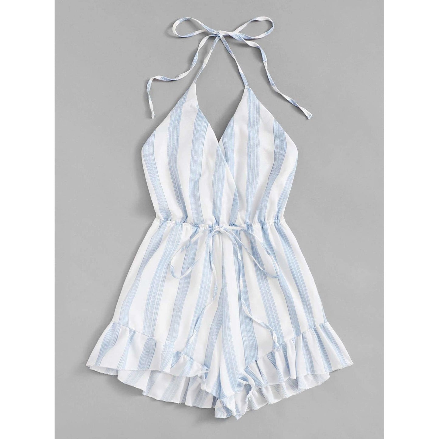 Drawstring Waist Striped Romper