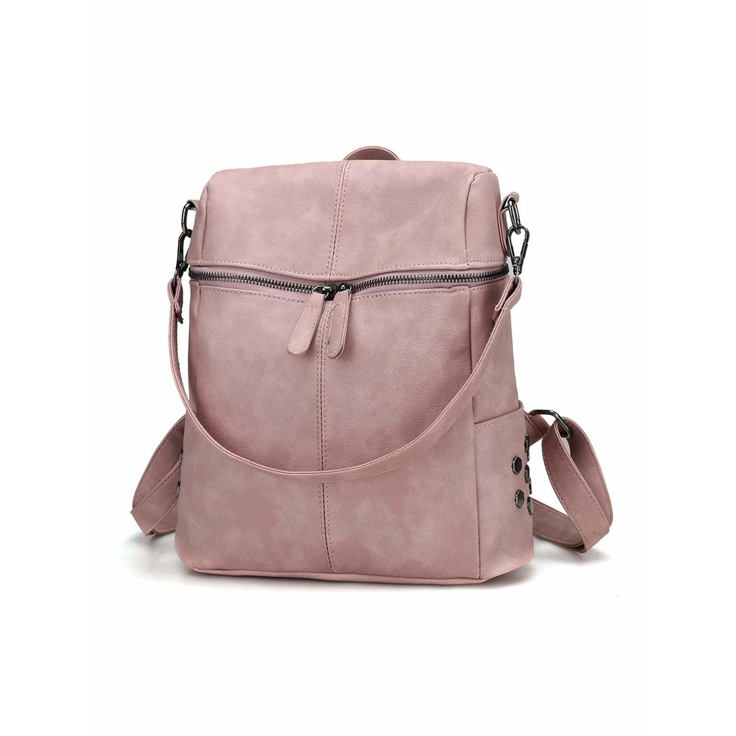 Zipper Front PU Backpack With Convertible Strap
