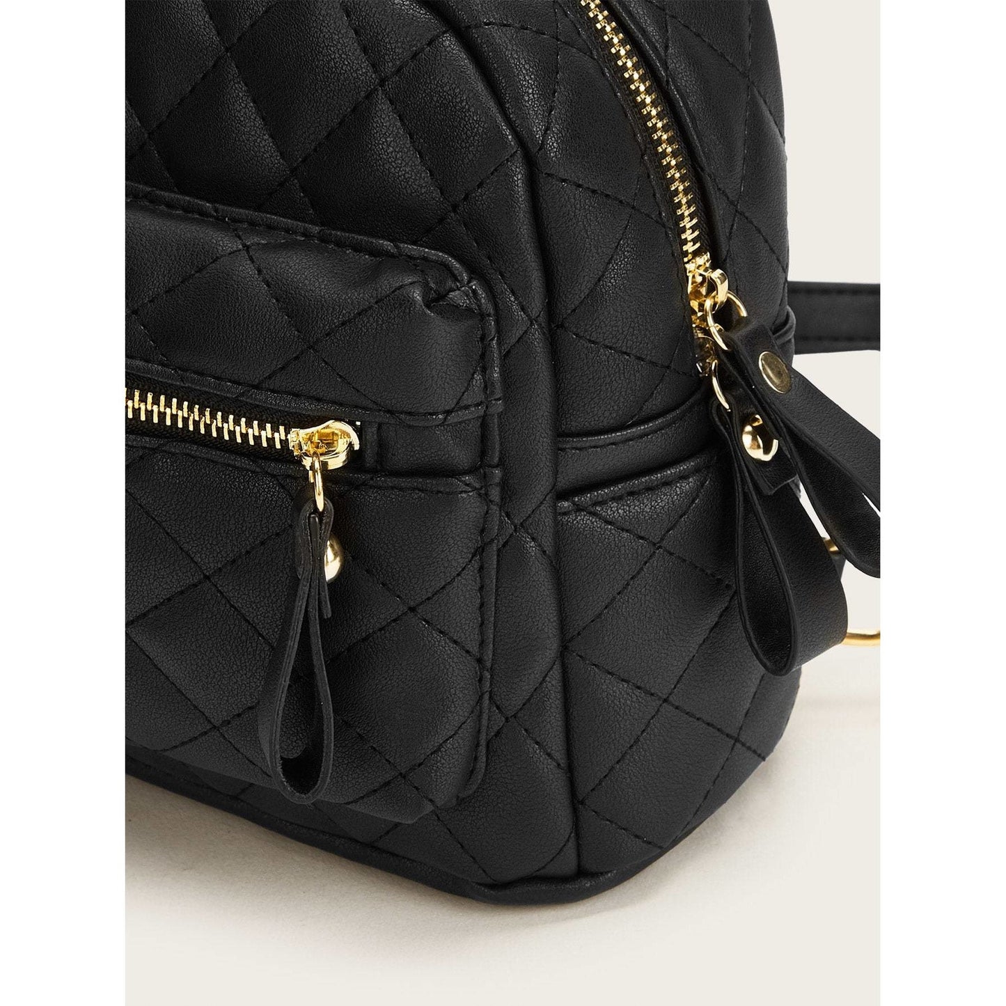 Quilted Zipper Simple Backpack