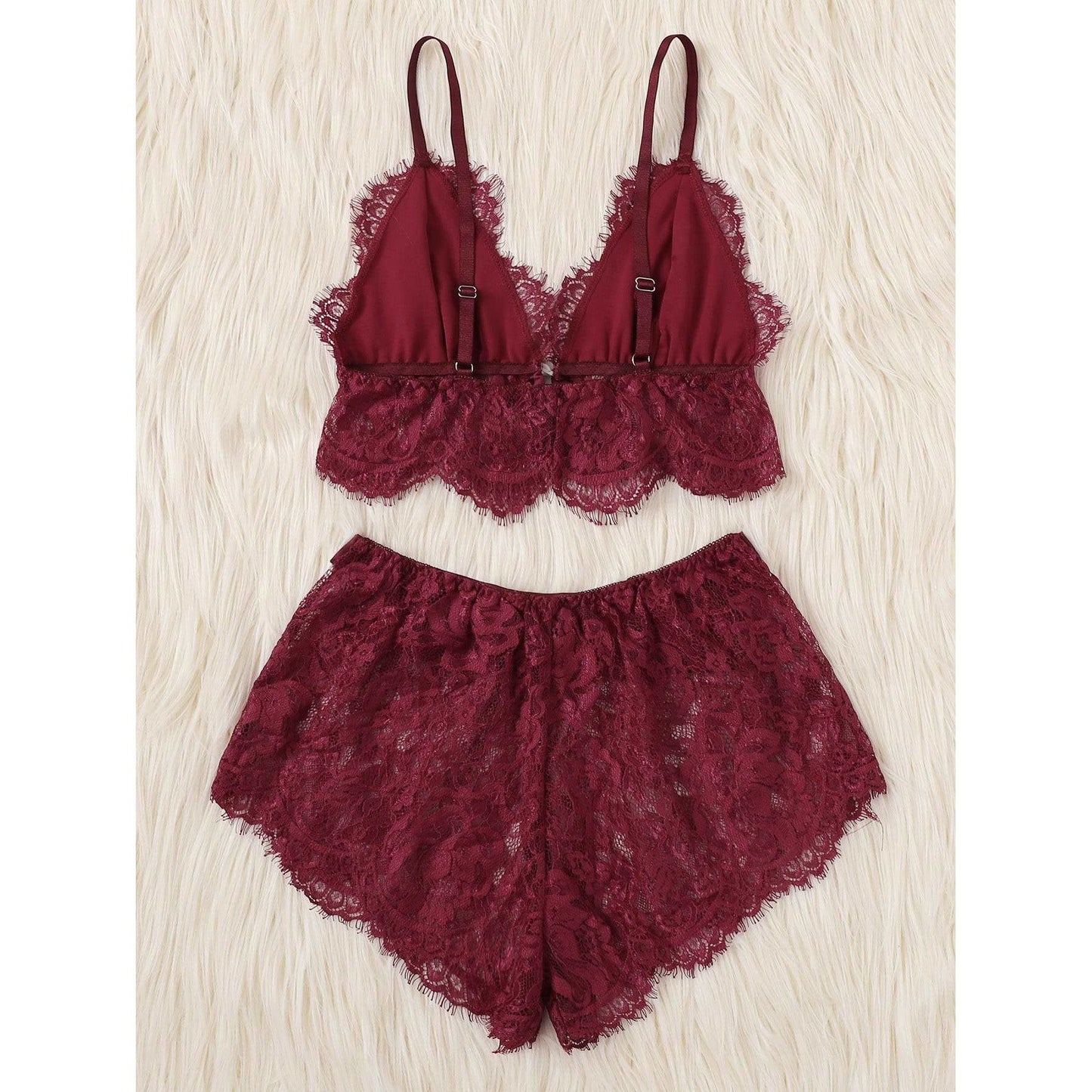 Jas Scalloped Trim Floral Lace Lingerie Set