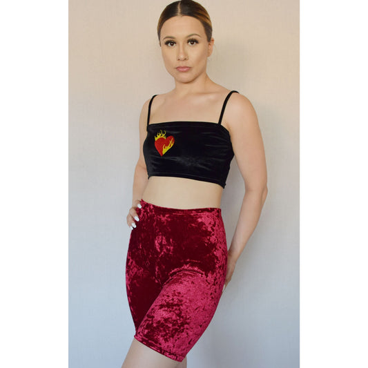 Solid Velvet Biker Shorts