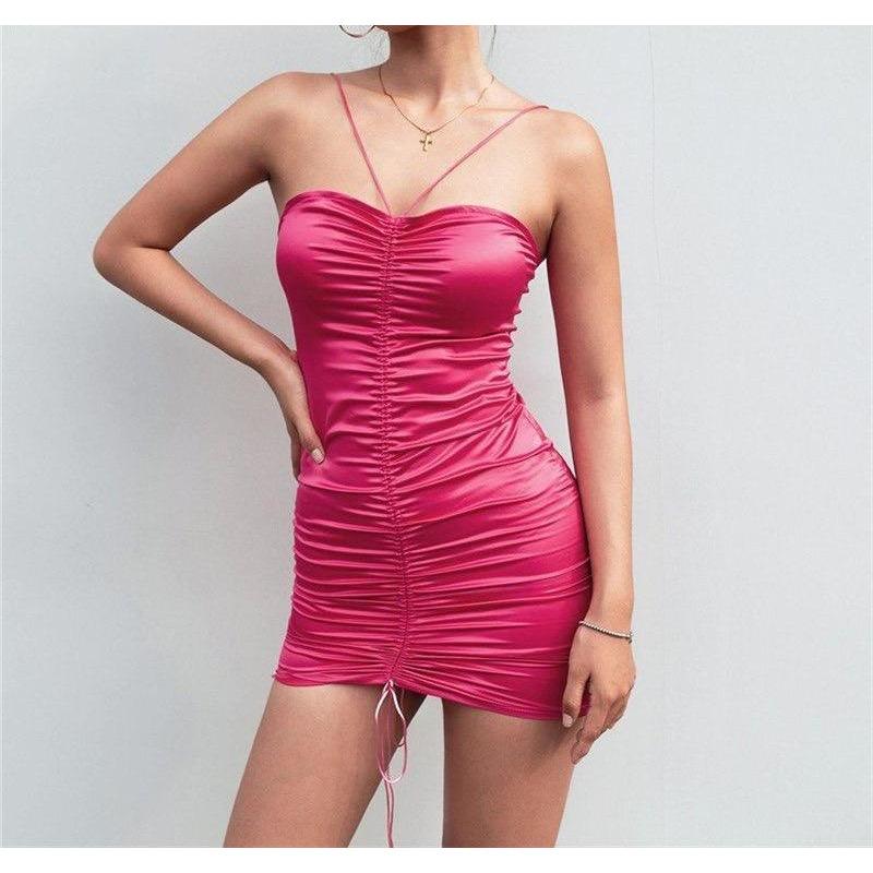 Annaroselle Drawstring Satin Dress