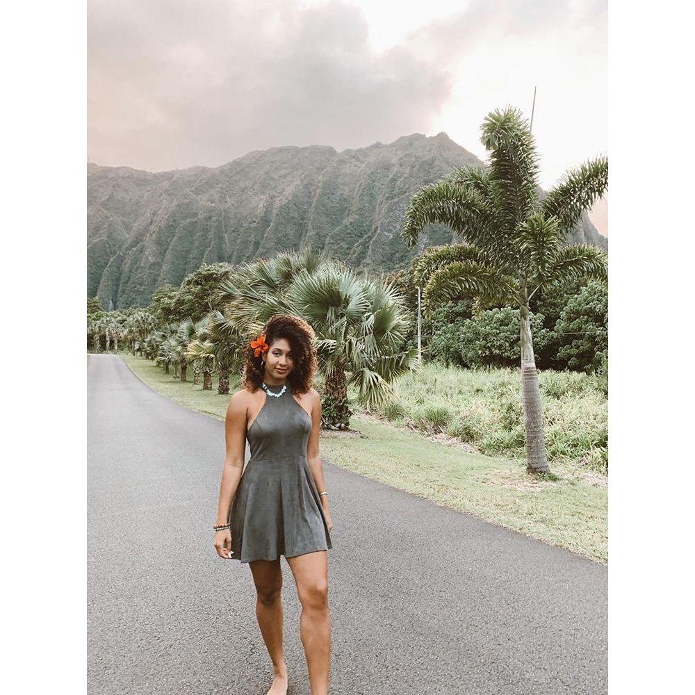 Adelaida Lace-Up Back Faux Suede Mini Dress