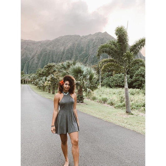 Adelaida Lace-Up Back Faux Suede Mini Dress