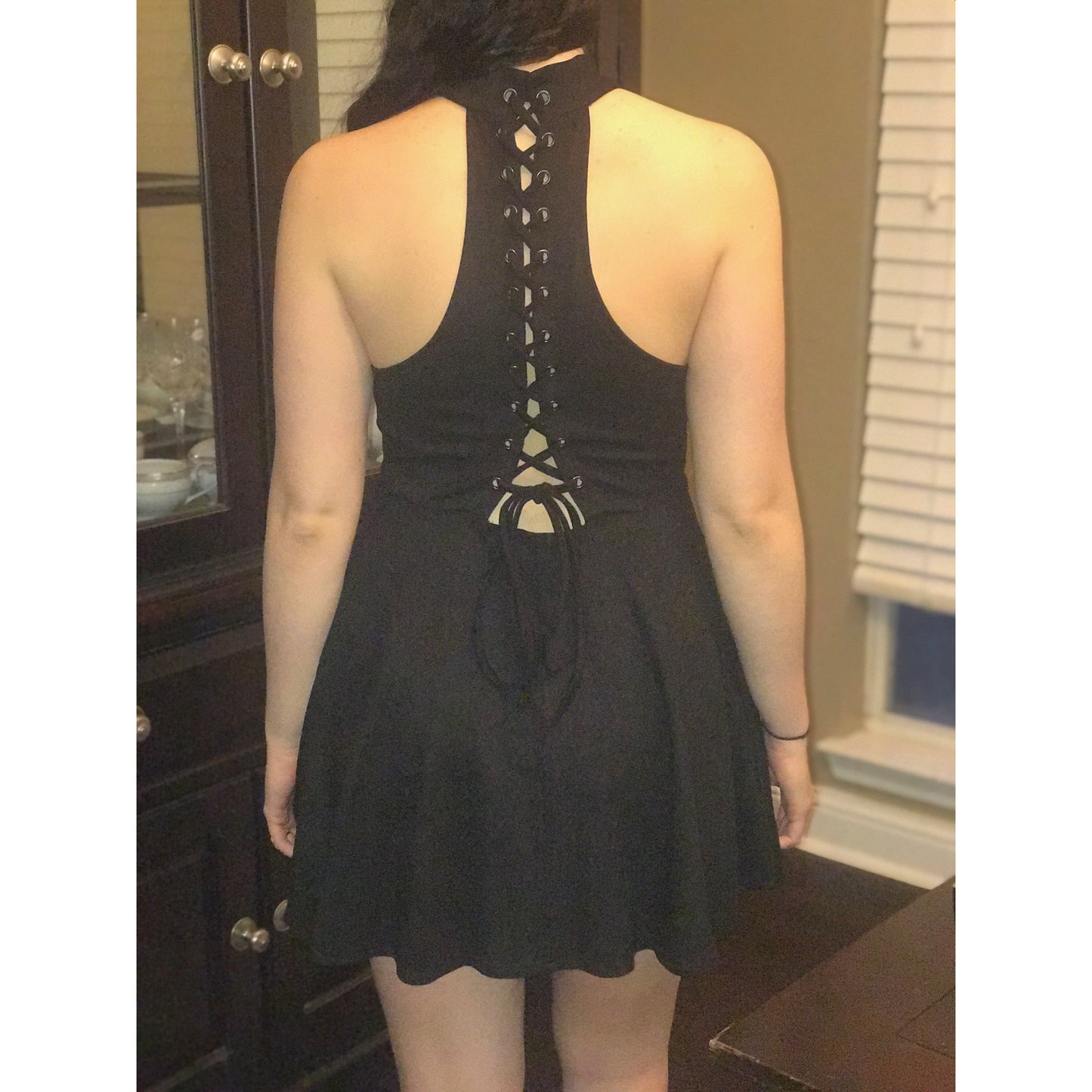 Adelaida Lace-Up Back Faux Suede Mini Dress