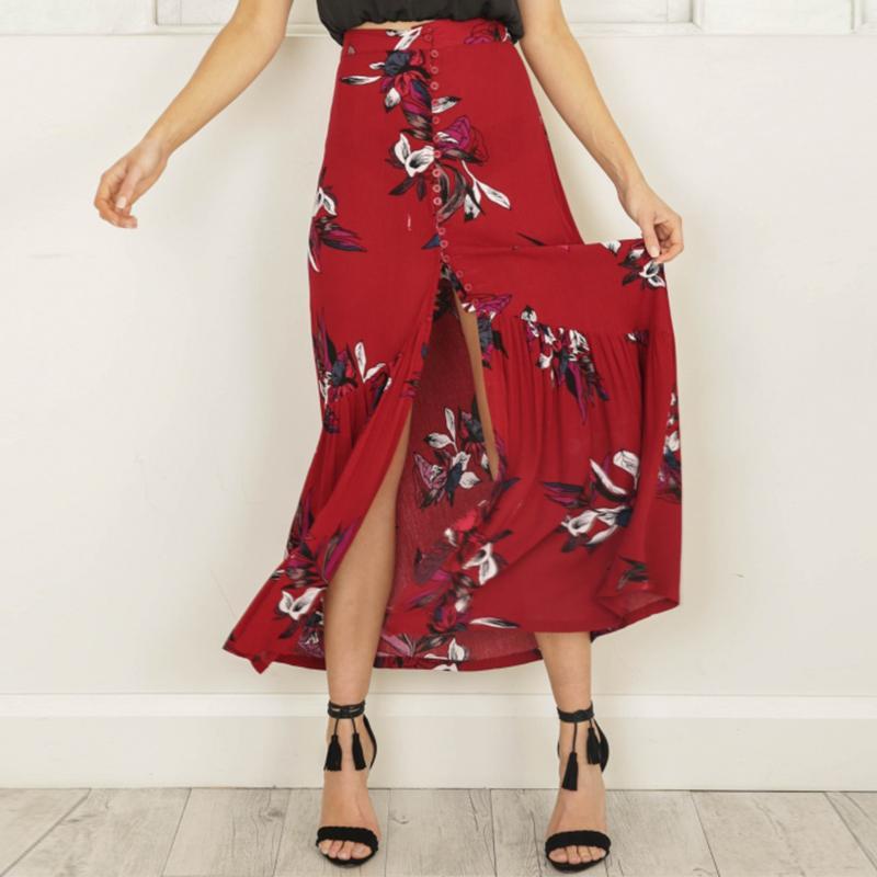 High Waist Boho Floral Chic Long Skirt