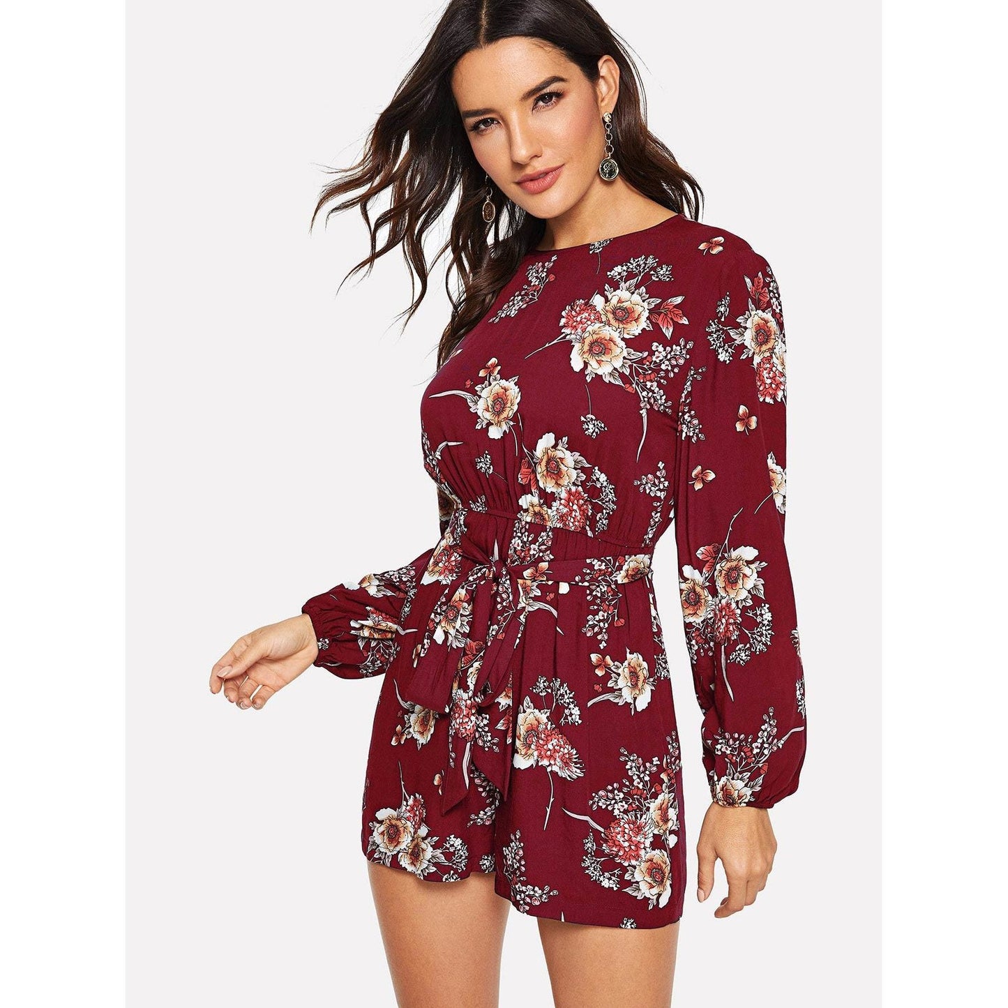 Lilly Floral Print Belted Romper