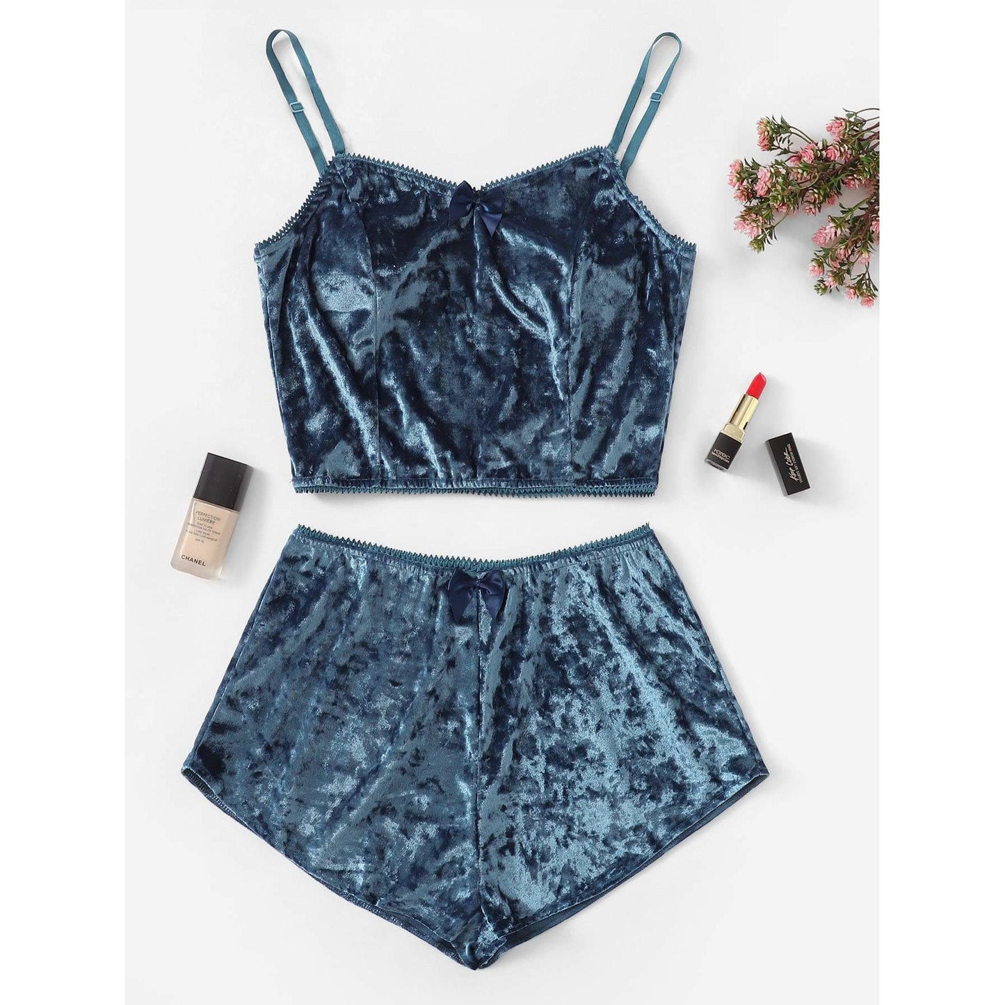 Marilyn Bow Velvet Cami Pajama Set