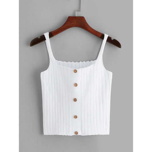 Button Up Ribbed Cami Top