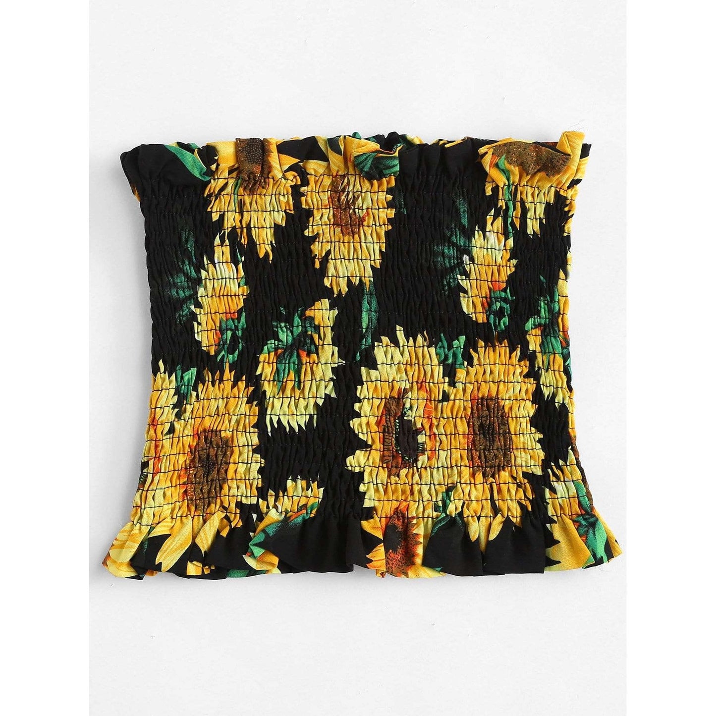 Sunflower Print Pleated Tube Top