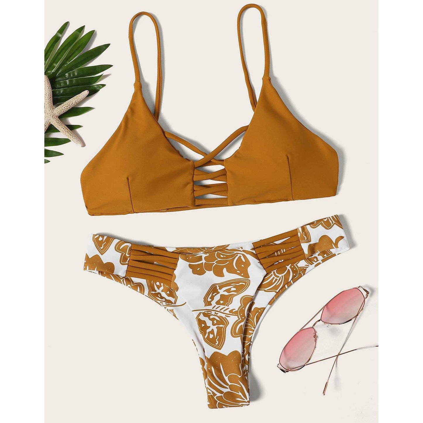 Cool Floral Pattern Bikini Set