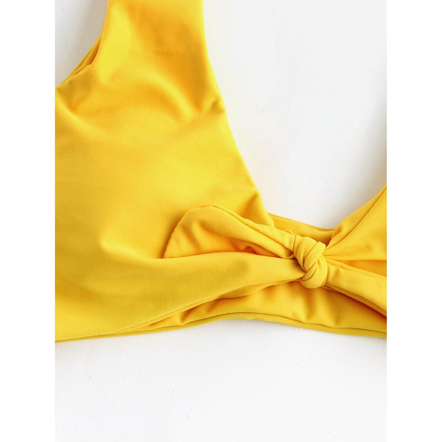 Yellow Scoop Back Bow Tie Top Bikini Set