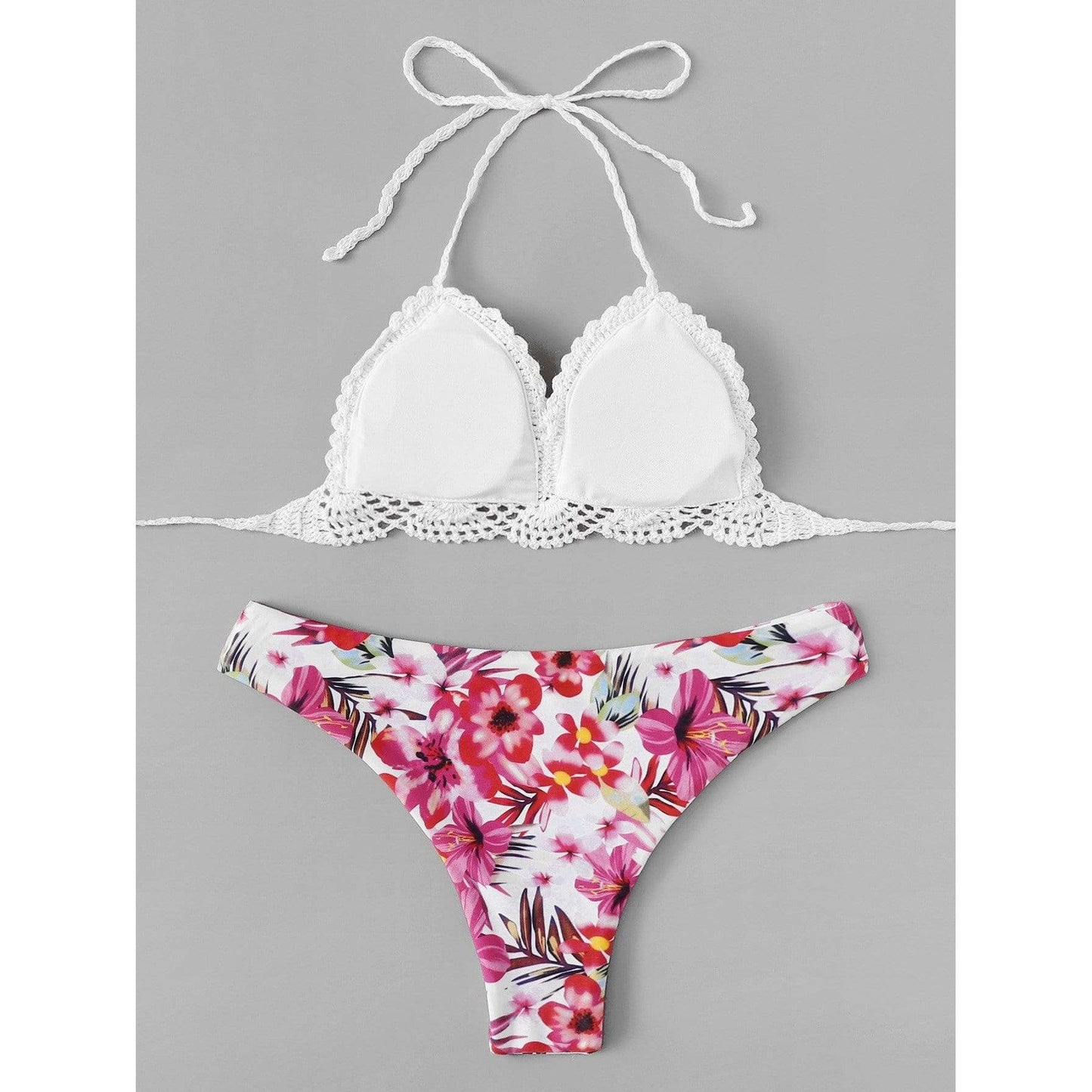 Melda Crochet  Floral Print Bikini Set