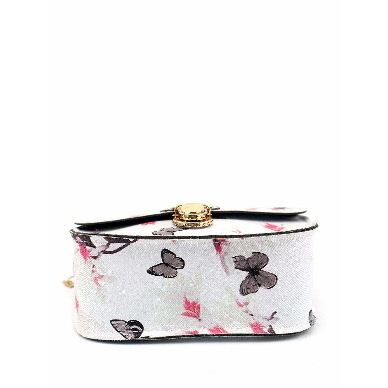 Black Floral Print Chain Bag