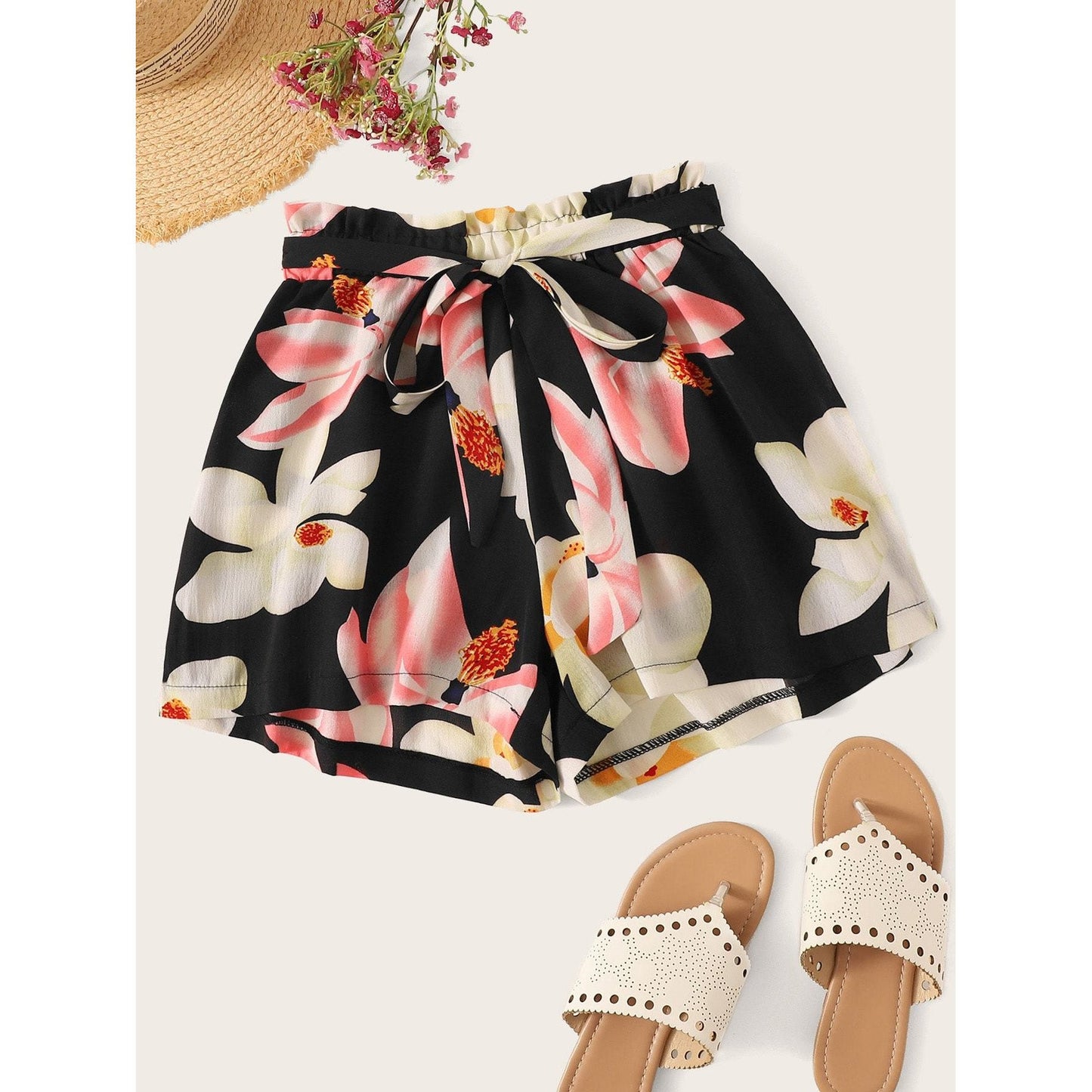 Chill Floral Print Self Tie Shorts