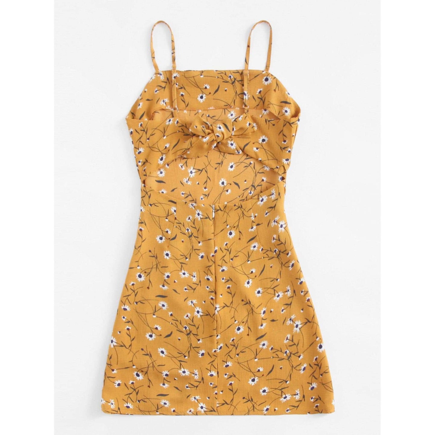 Open Back Wrap Daisy Print Cami Dress