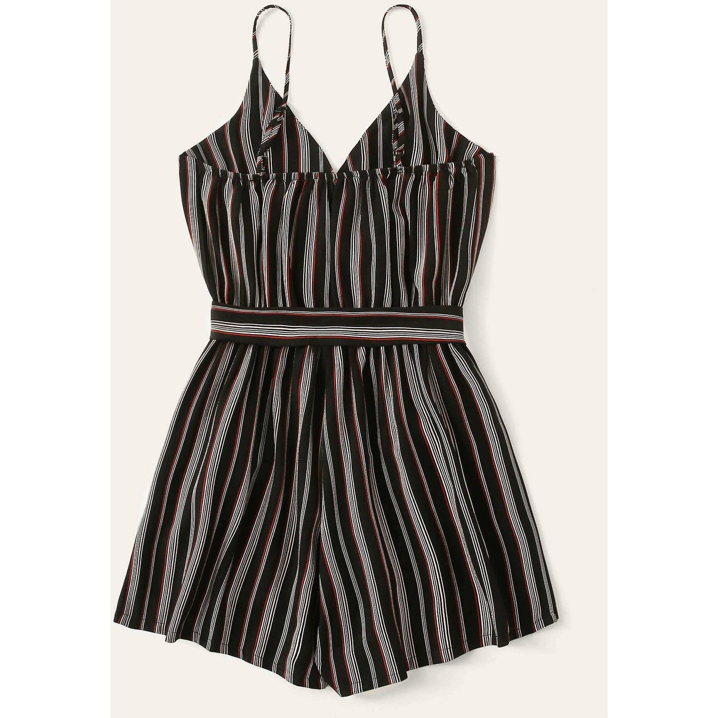 Striped Belted Cami Playsuit