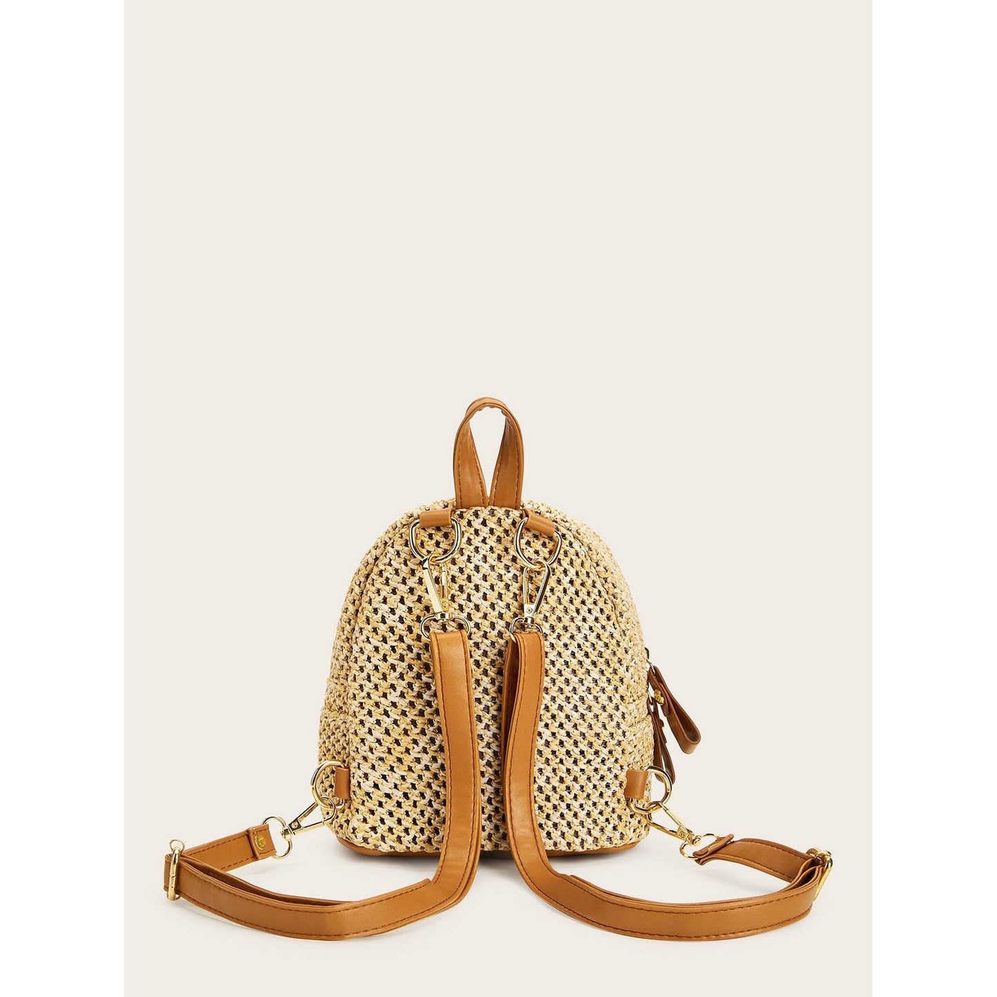 Pineapple Detail Braided Zipper Backpack Bag