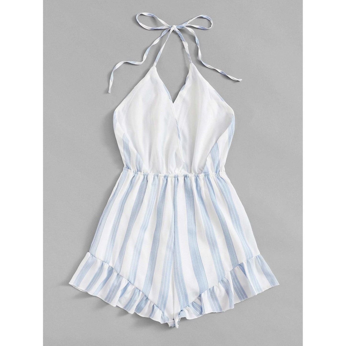 Drawstring Waist Striped Romper