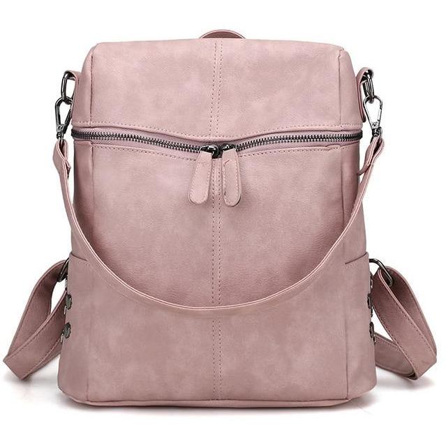 Zipper Front PU Backpack With Convertible Strap