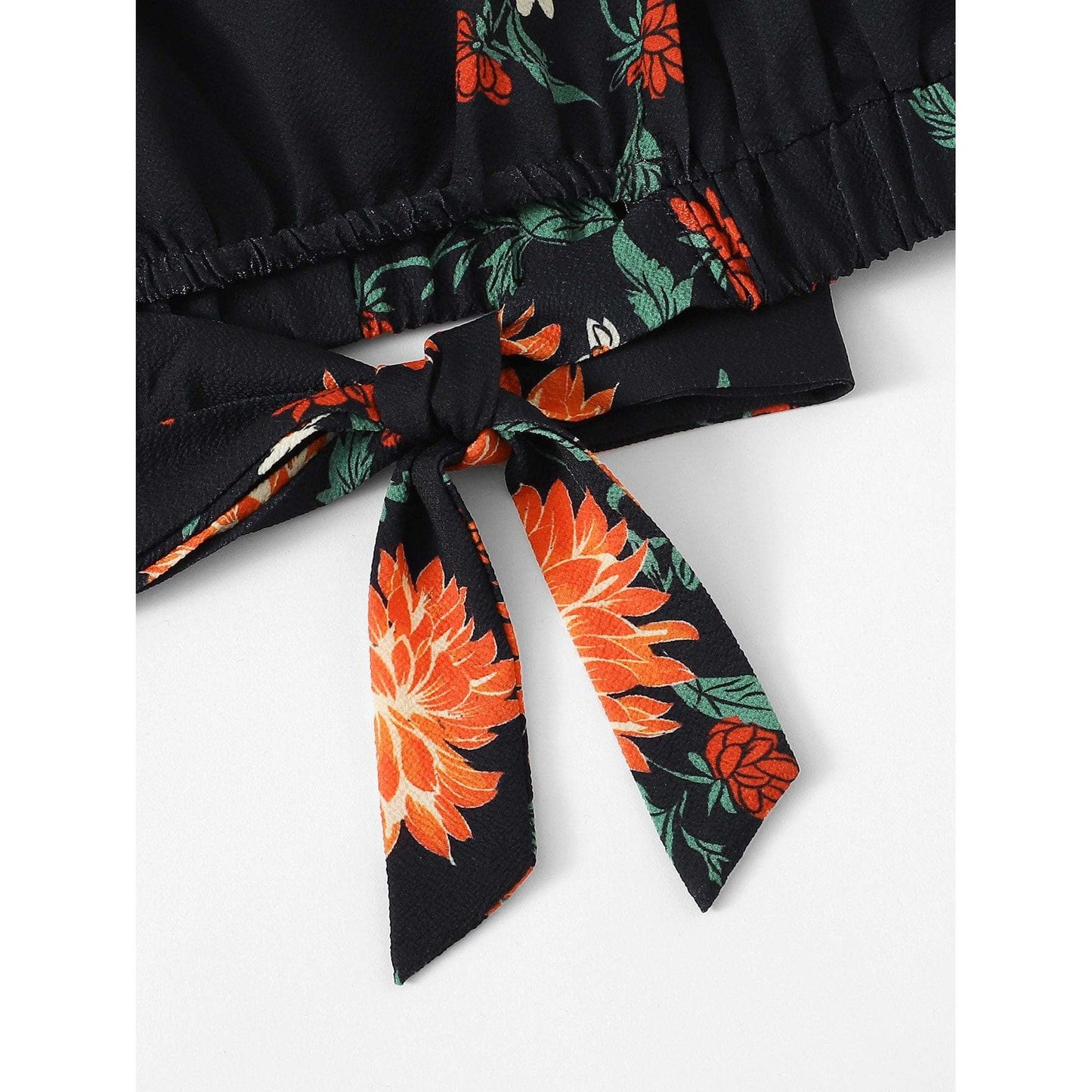 Festive Floral Print Knot Back Set