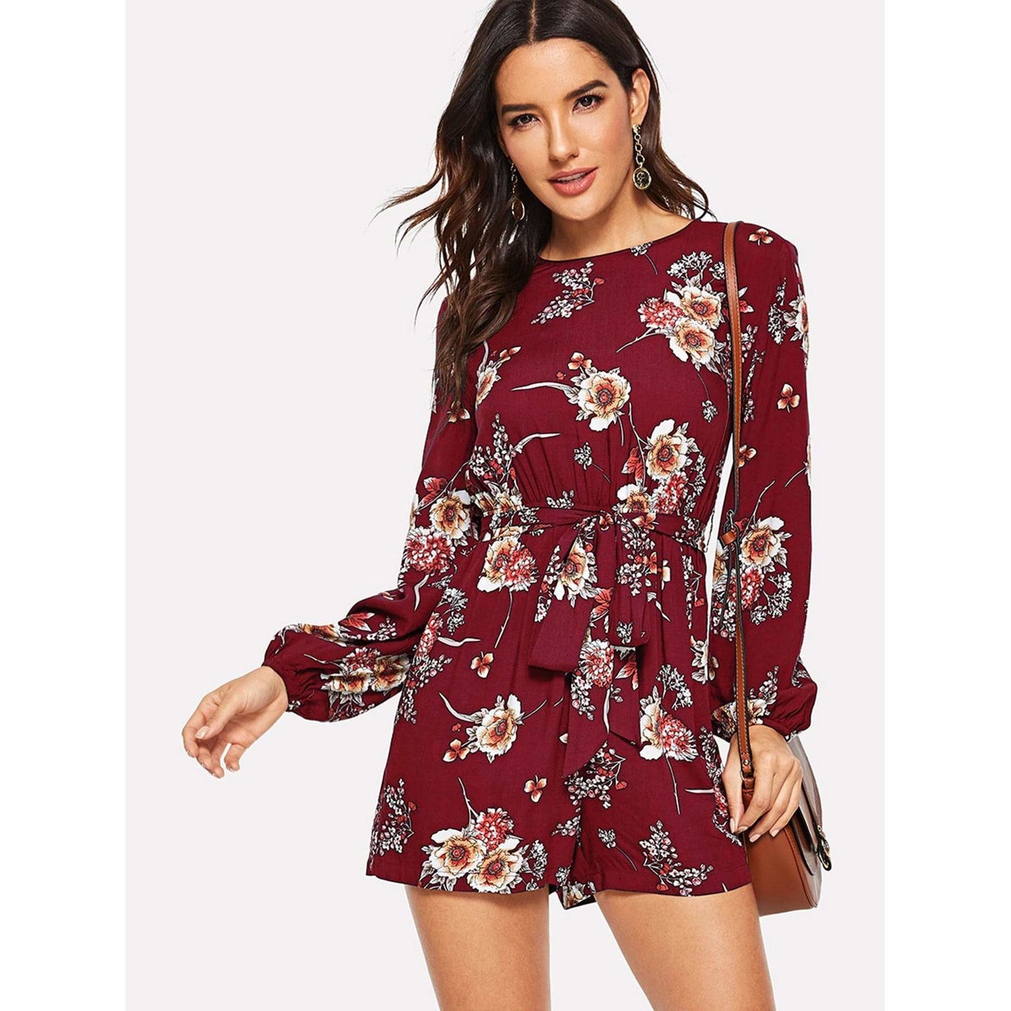 Lilly Floral Print Belted Romper