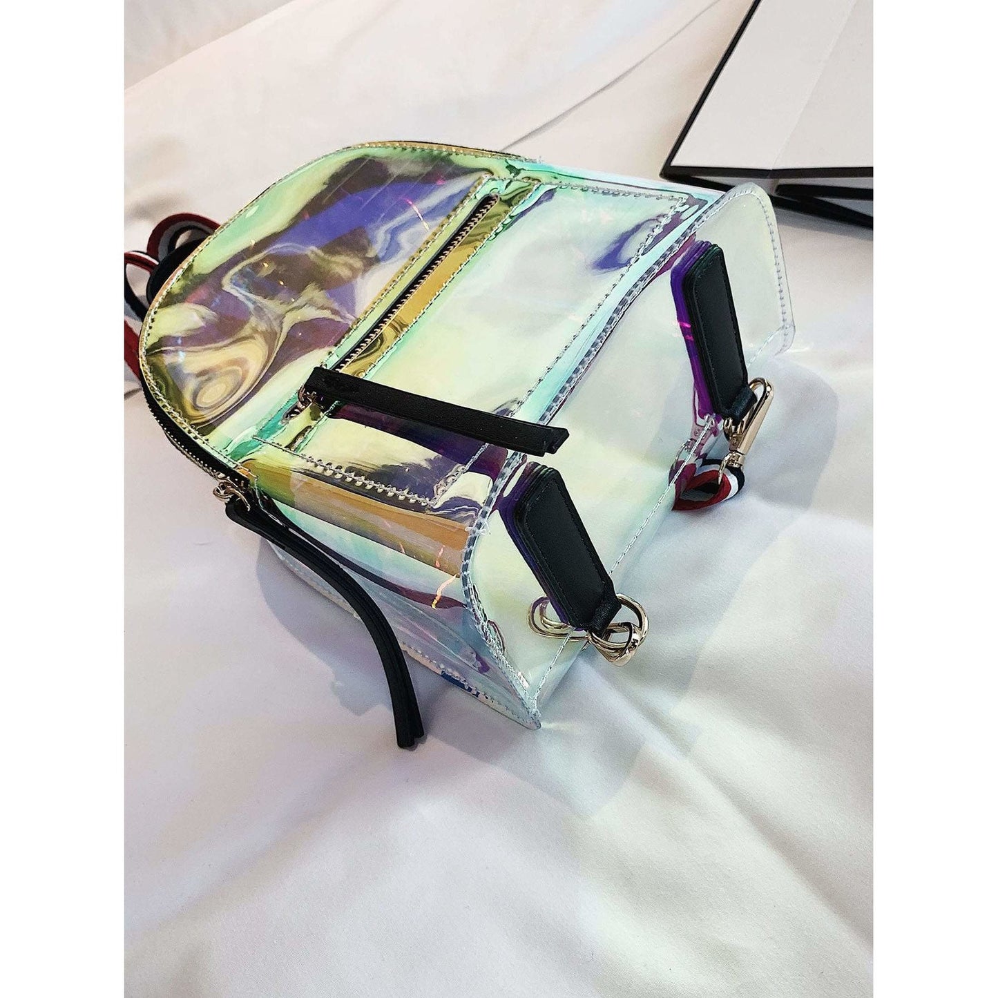 Clear Backpack With Striped Strap