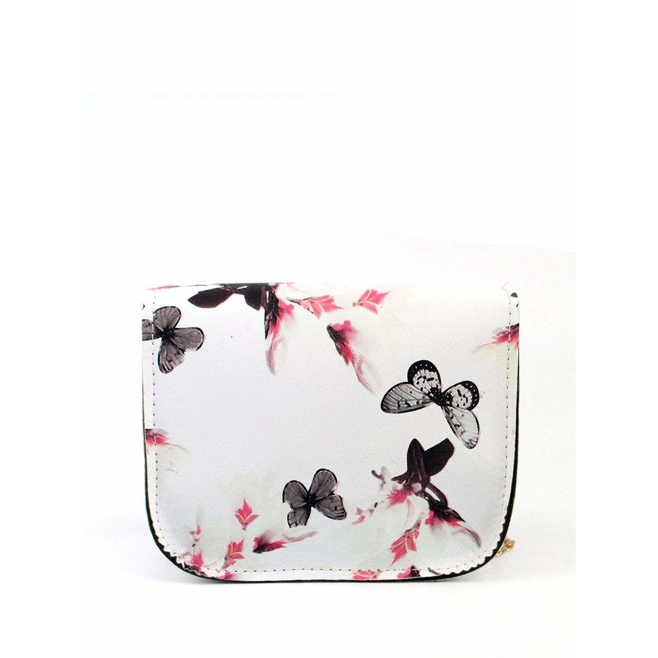 Black Floral Print Chain Bag