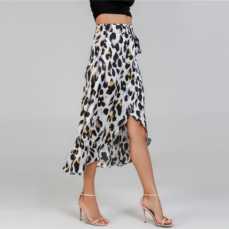 Waist Knot Leopard Print Midi Skirt