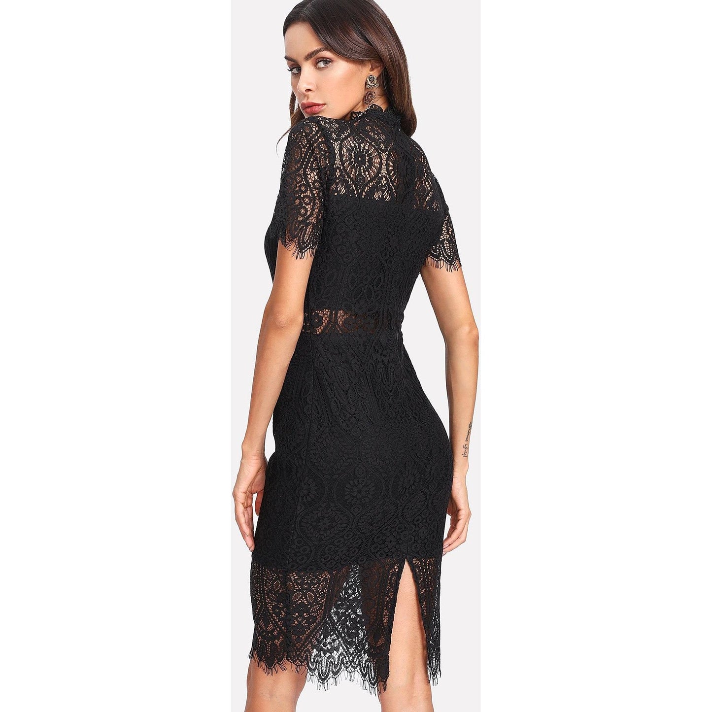 Slit Back Hazel Lace Bodycon Dress