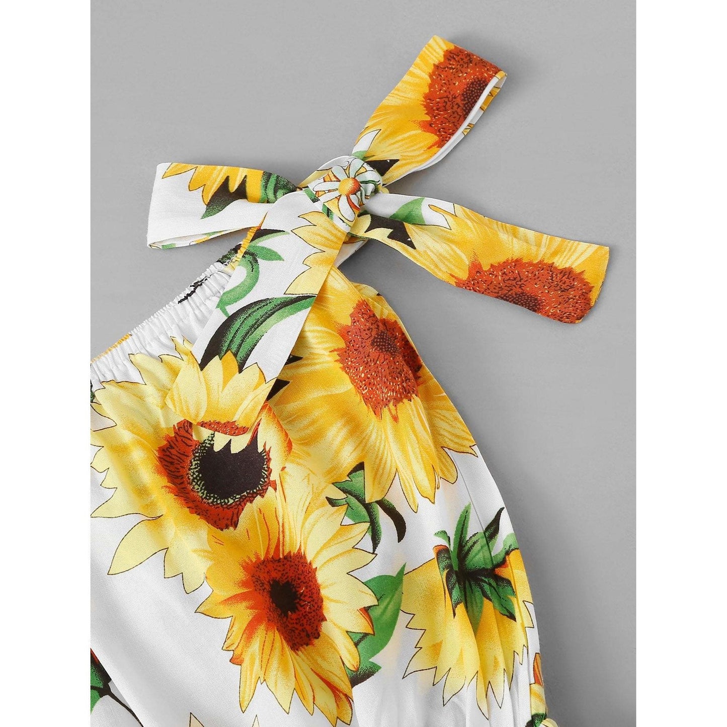 Sunflower Print Knot Side Romper