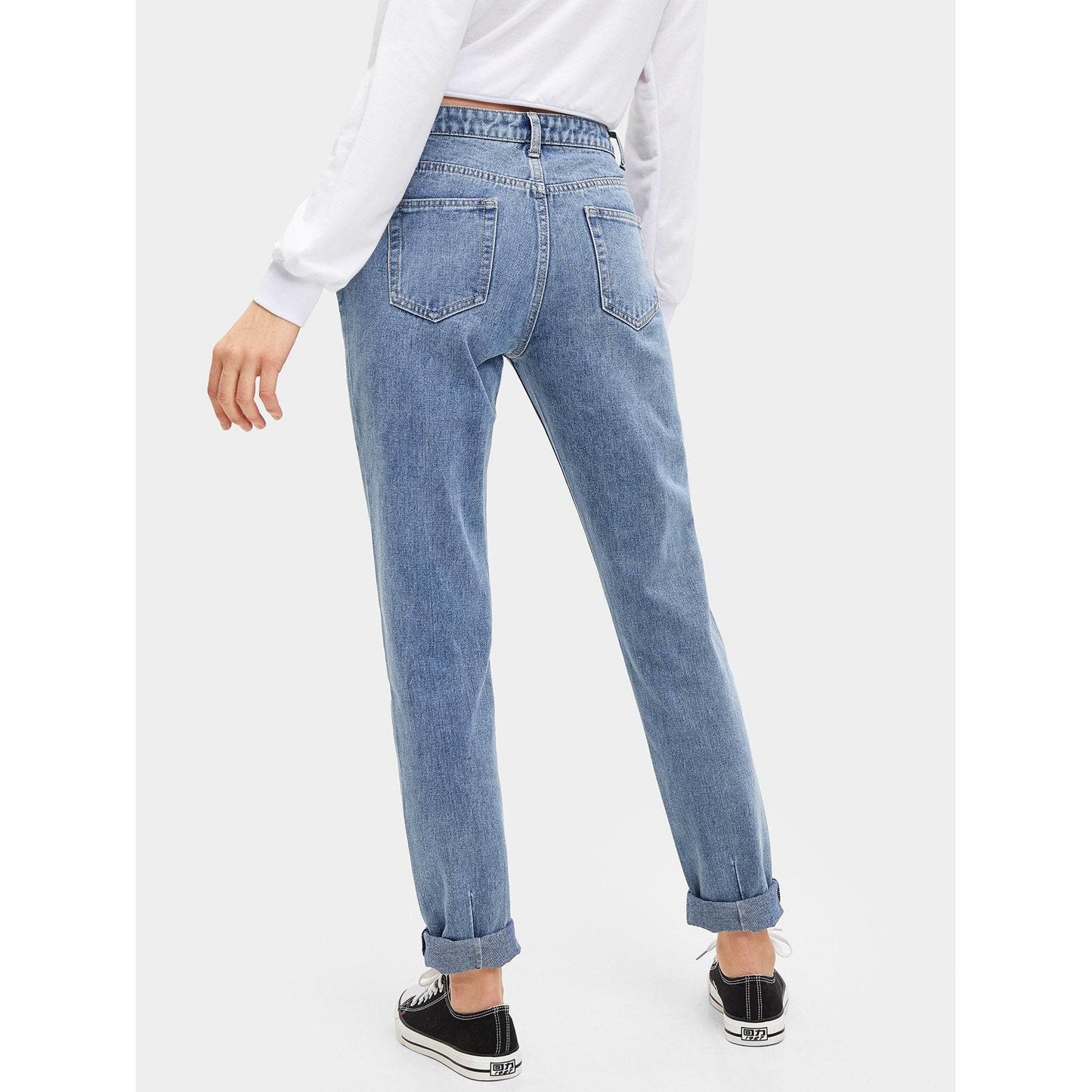 Rolled Hem Button Up Jeans