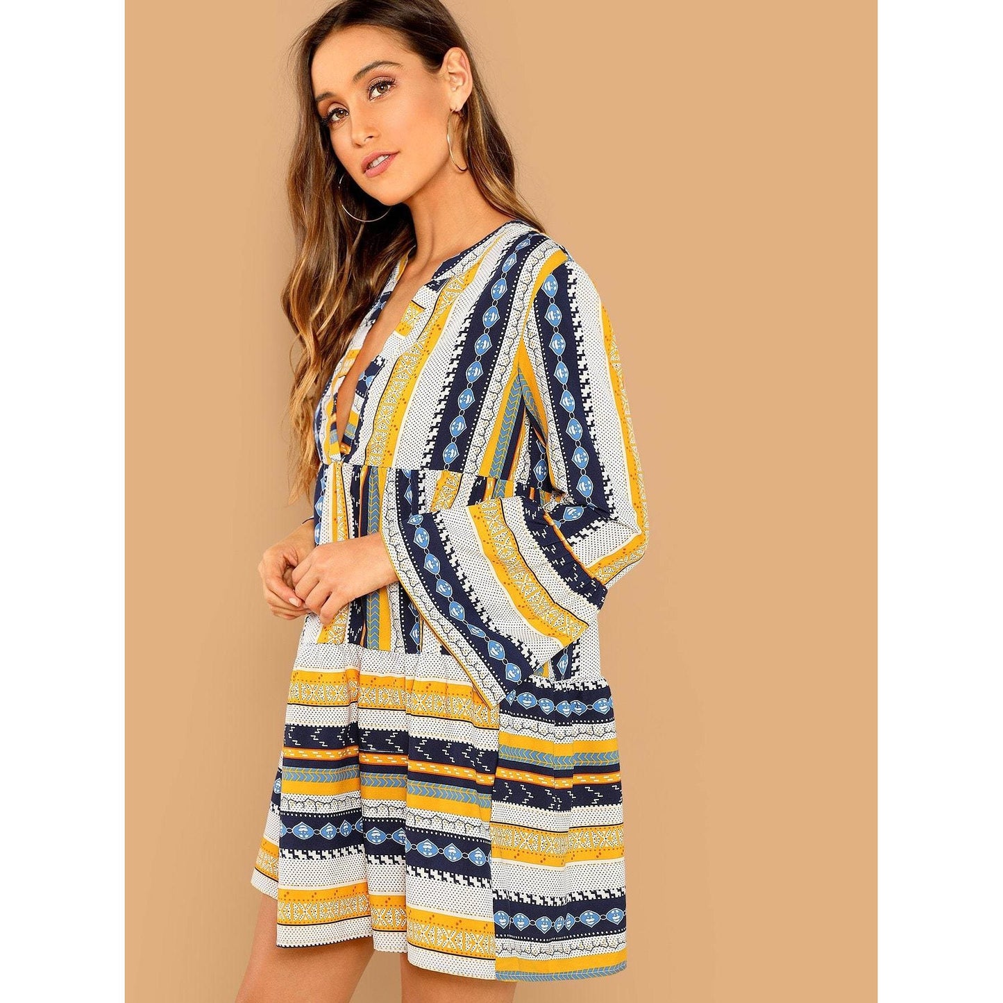 Summertime Flounce Sleeve Smock Dress