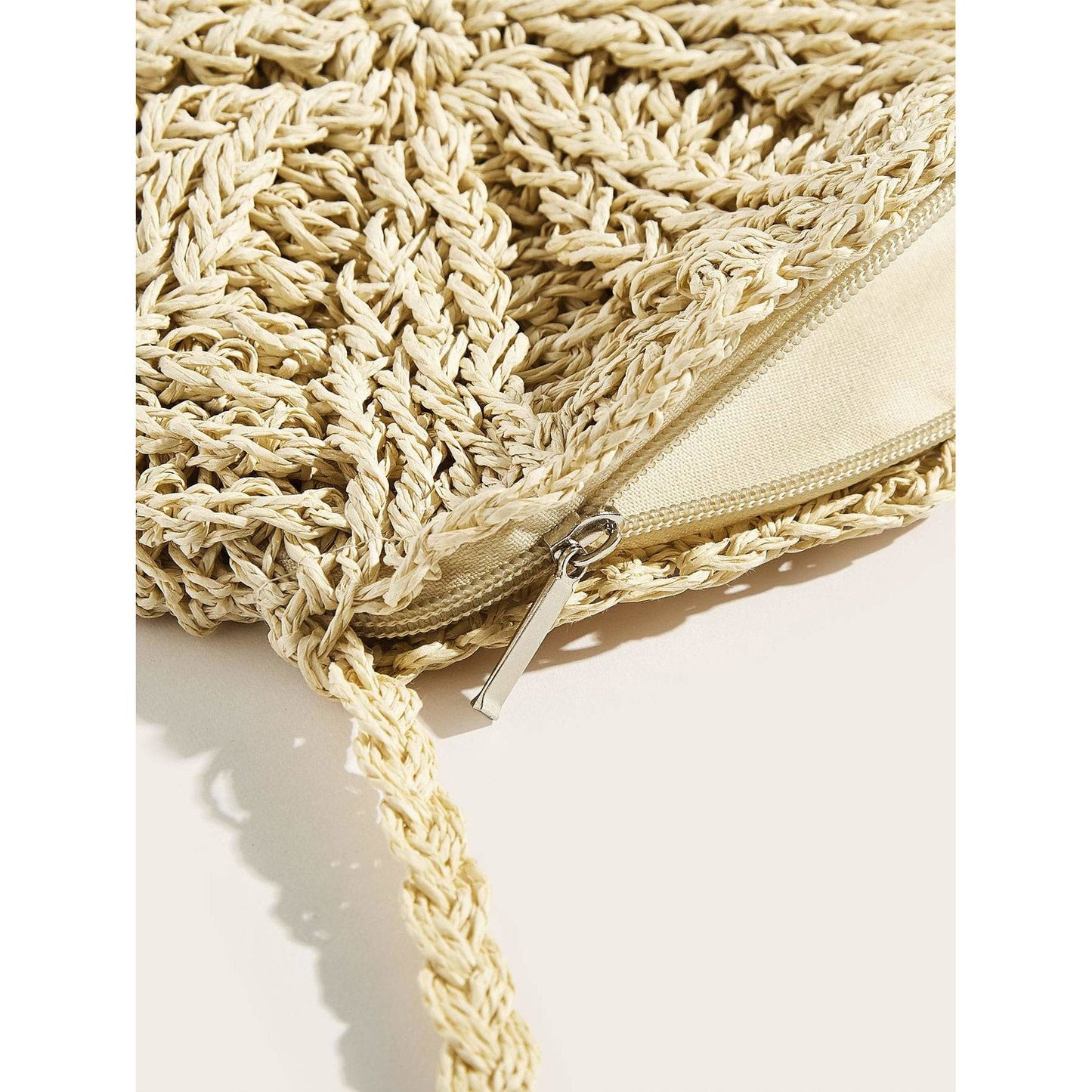 Tassel Detail Round Straw Crossbody Bag