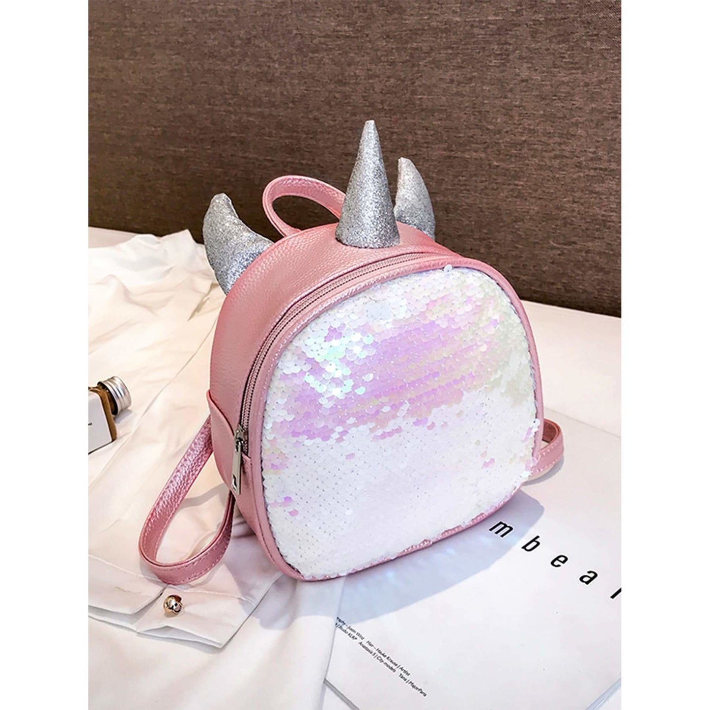 Sequins Decor Curved Top Backpack