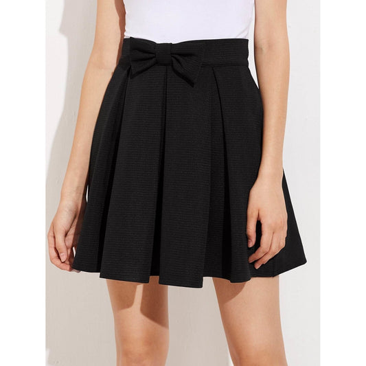 Front Bow Pleated Skirt