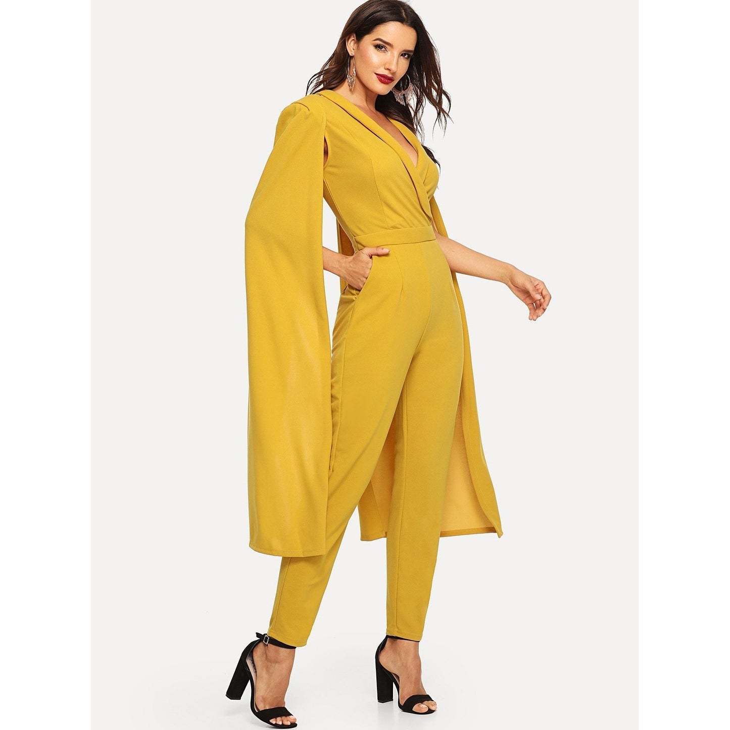 Too Much For You Split Cape Jumpsuit