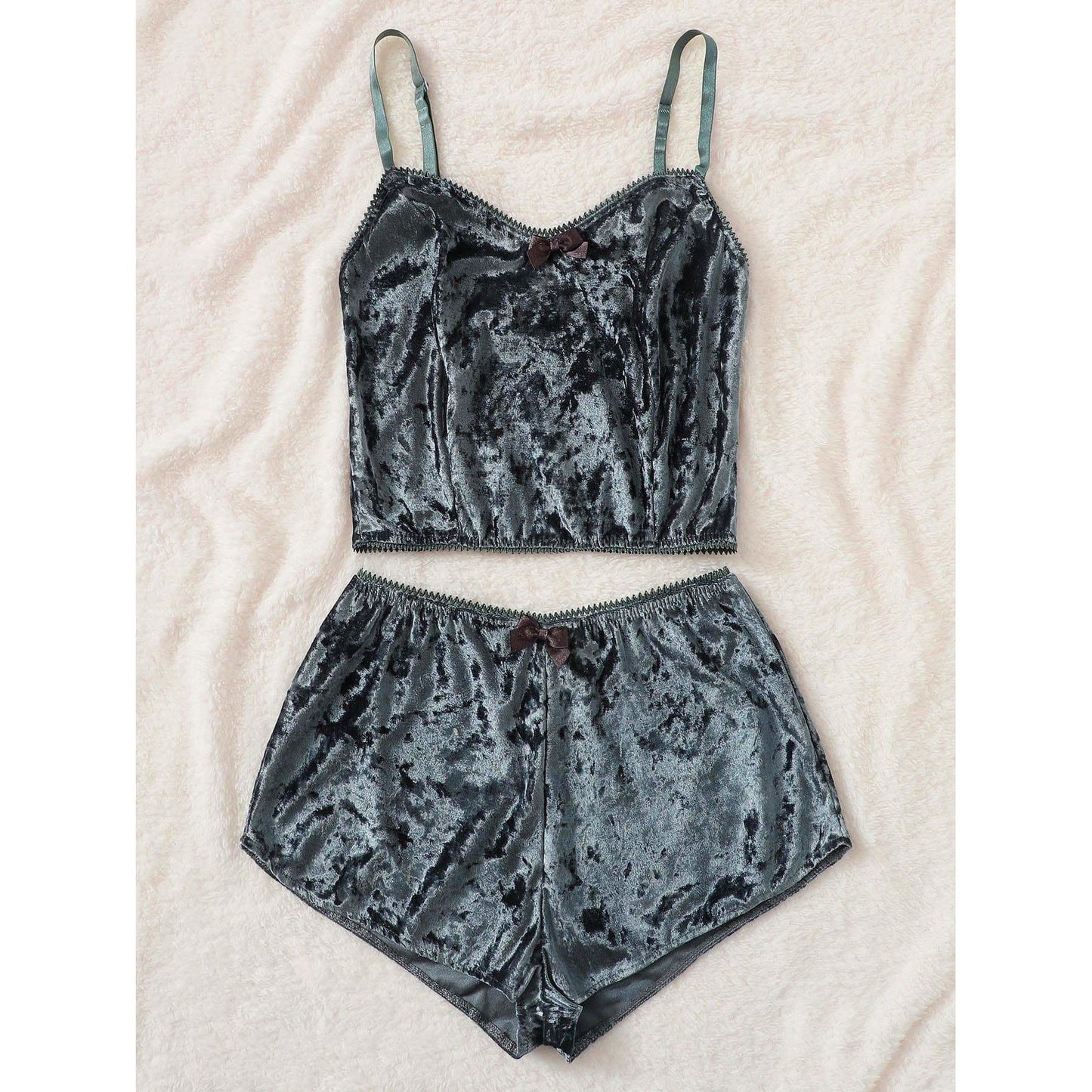 Marilyn Bow Velvet Cami Pajama Set