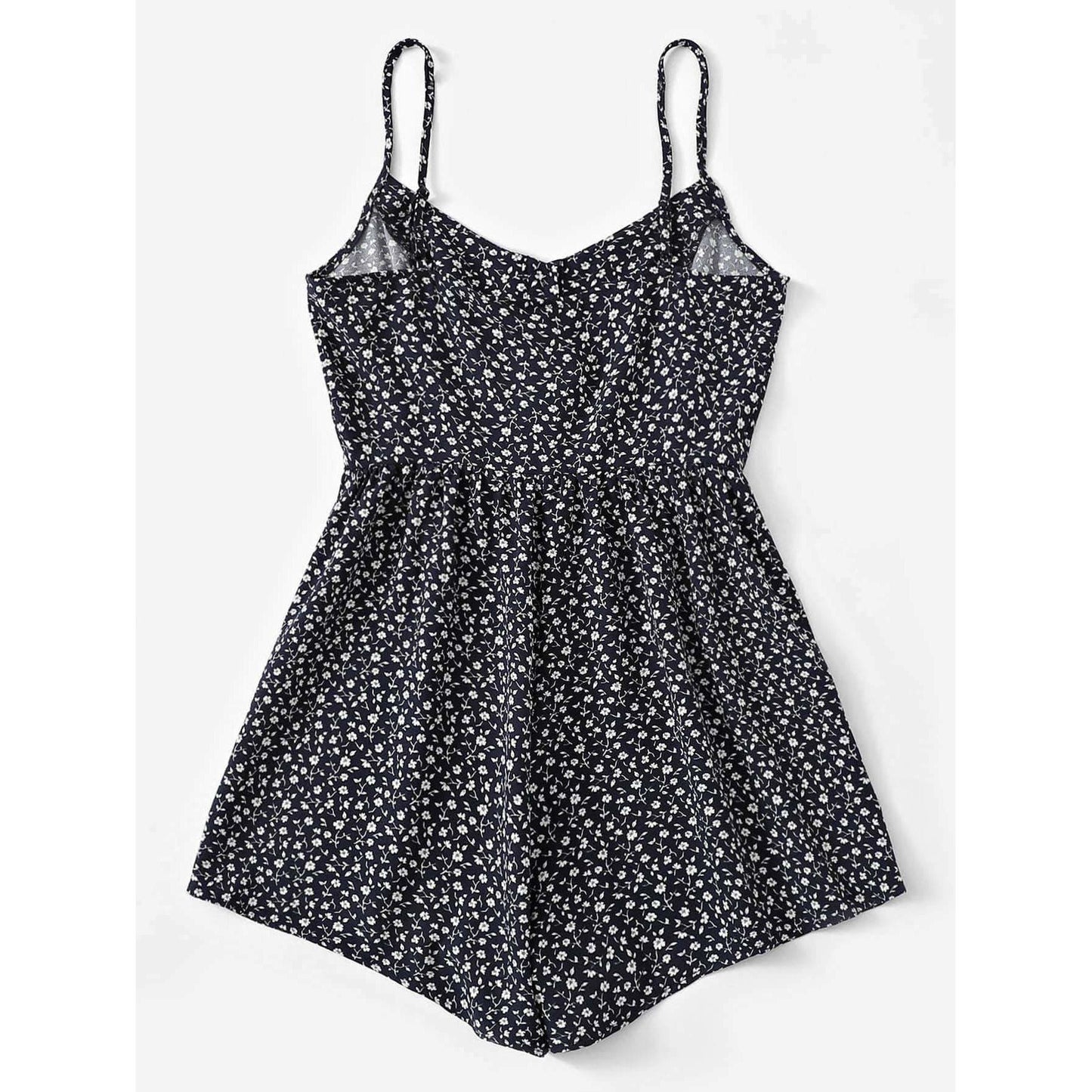 Ditsy Floral Button Front Cami Romper