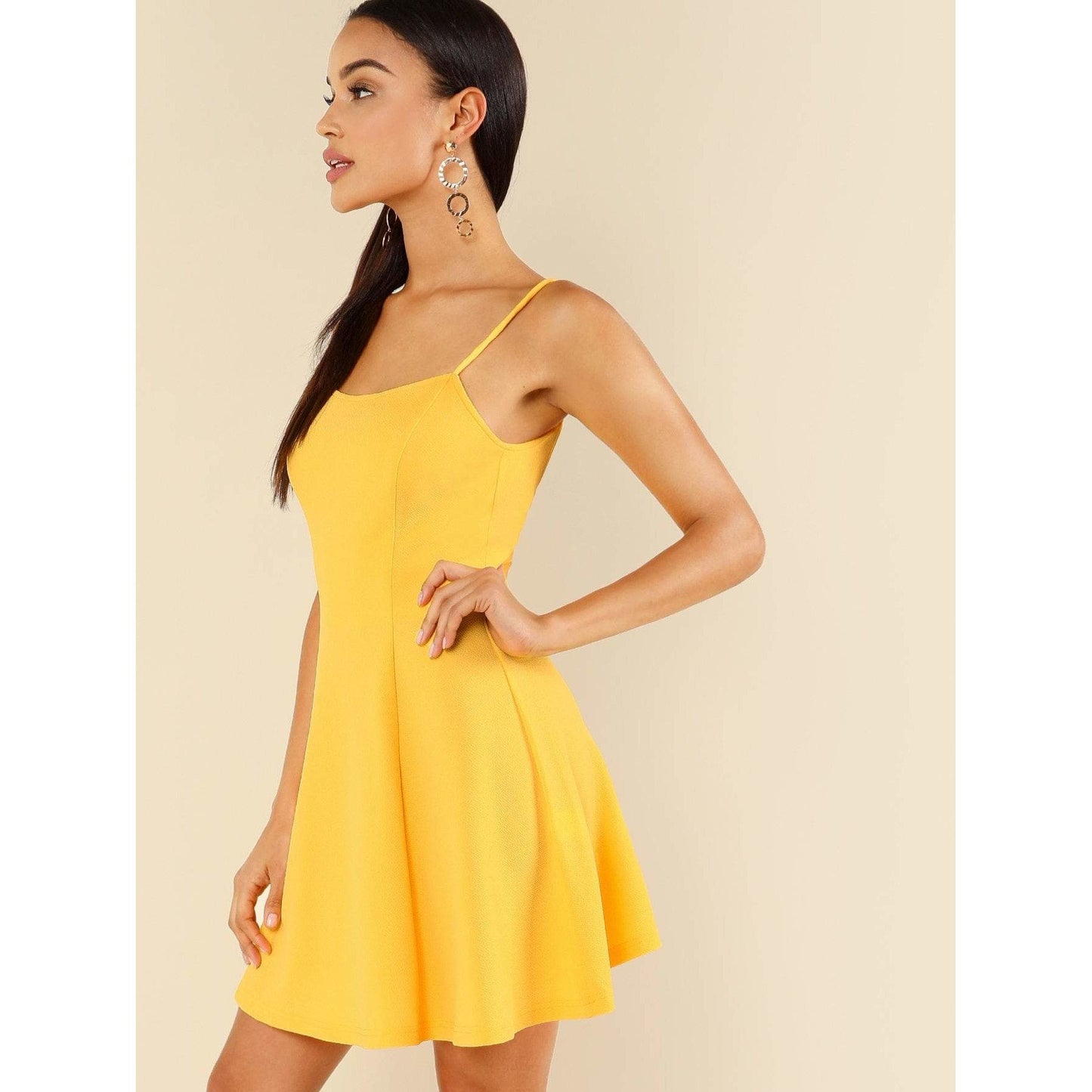 Criss Cross Open Back Fit & Flare Dress