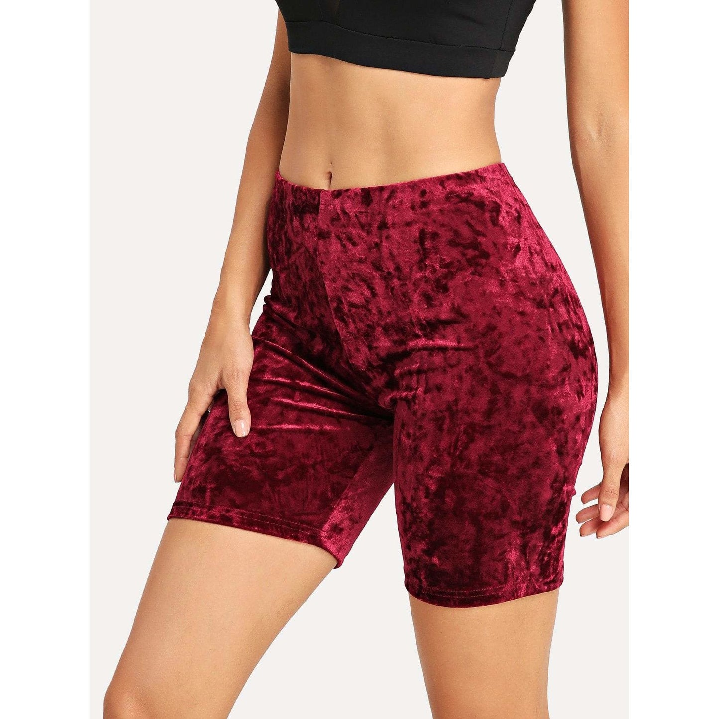 Solid Velvet Biker Shorts