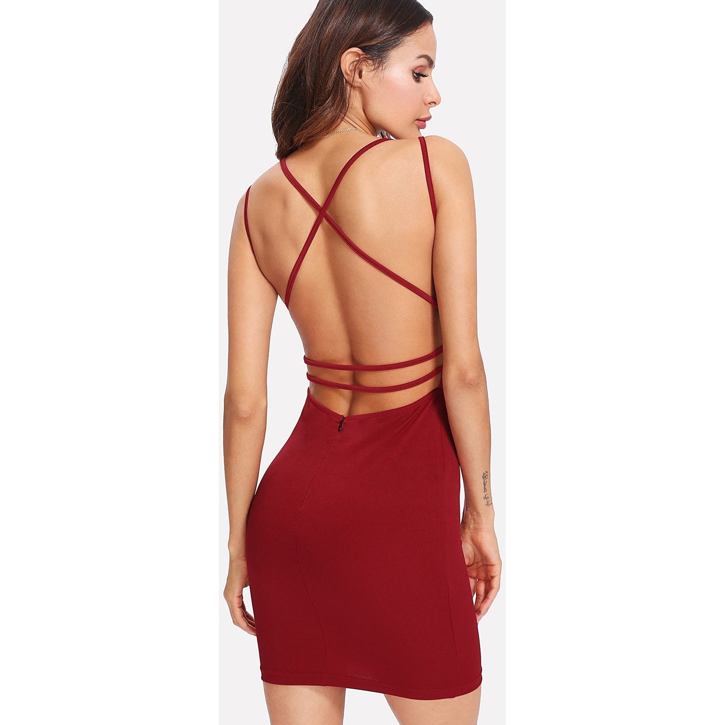 Strappy Backless Fitted Cami Dress