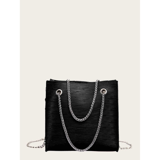 Textured Chain Tote Bag