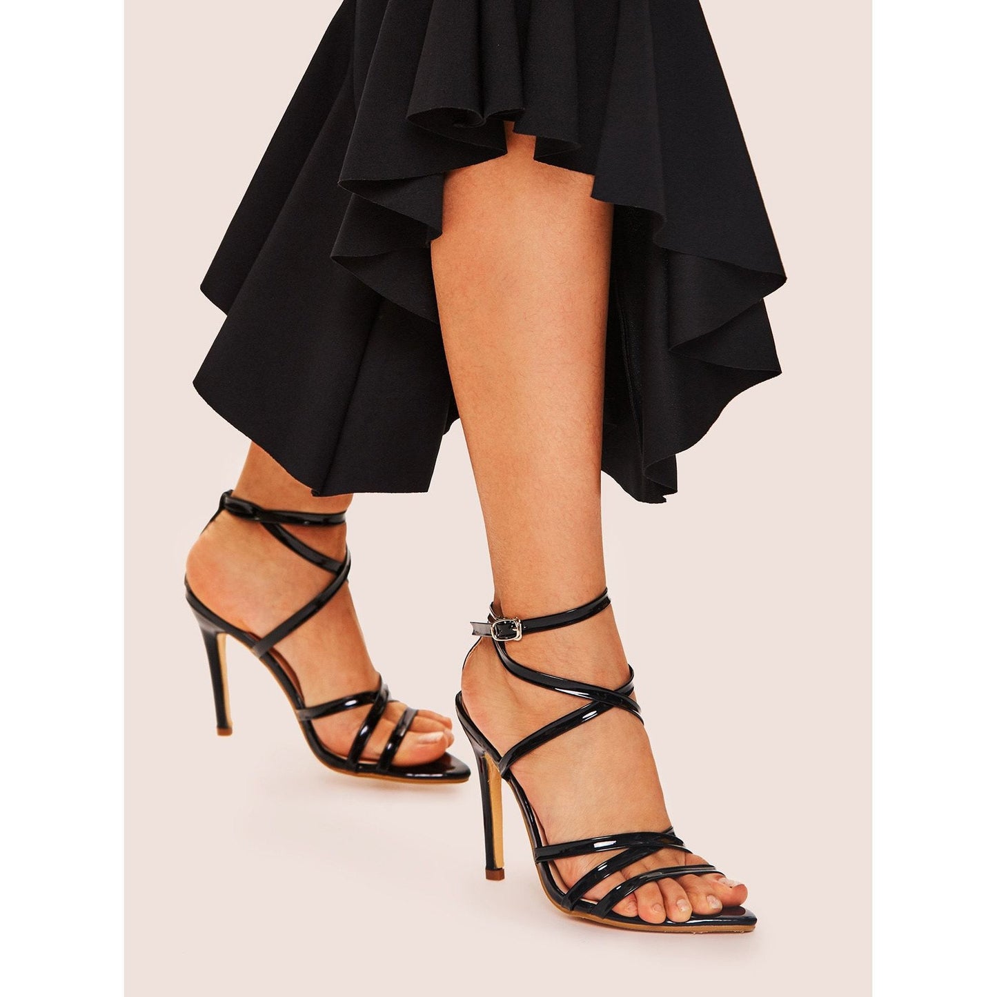 Black Strappy Stilettos