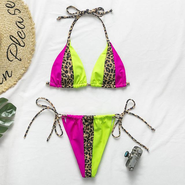 Patchwork Animal Print Micro Bikini Set